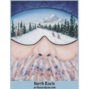 North Route Carol Jean Winter Skiing Art Print 4x5 Card Steamboat Springs Co